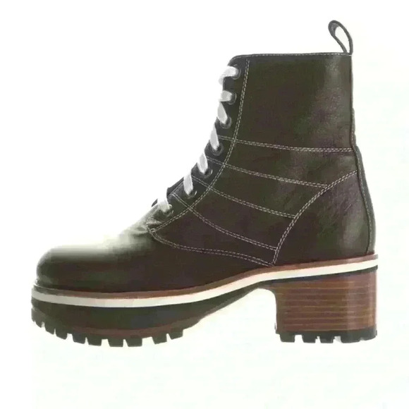 Seis Marjan women’s leather combat boots- chocolate brown - Picture 2 of 11